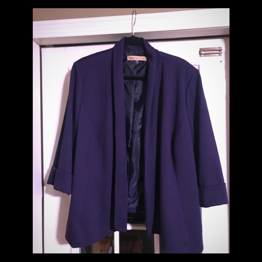 Nipon Boutique Open Shawl Blazer, Deep Purple, 20W